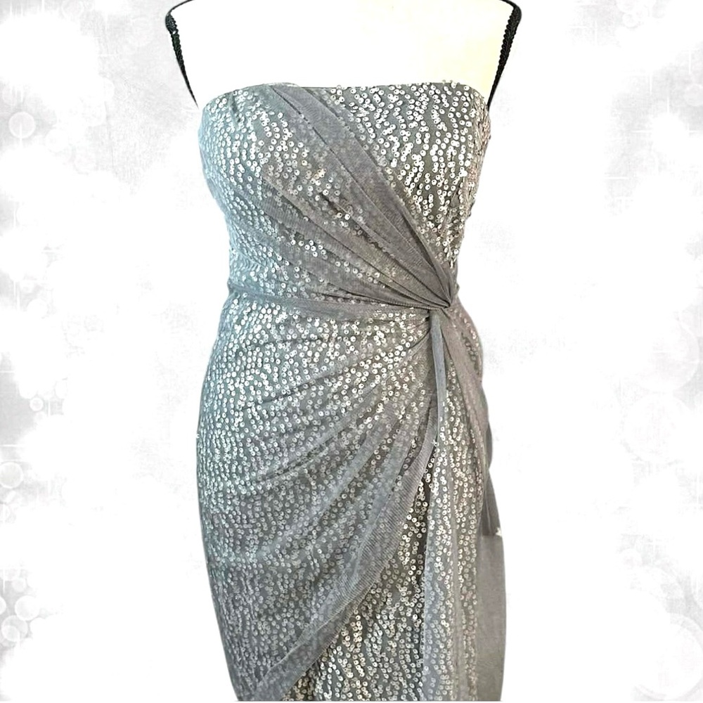 Glam Strapless Grey Sparkle Mini Dress